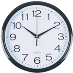 ITALPLAST WALL CLOCK 300MM GLASS WHITE  BLACK