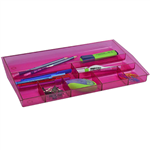 ITALPLAST DRAWER TIDY 8 COMPARTMENT TINTED PINK