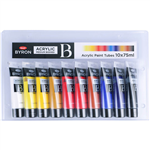 JASART BYRON ACRYLIC PAINT 75ML ASSORTED PACK 10