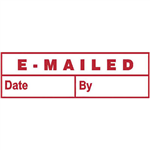 DESKMATE PREINKED MESSAGE STAMP EMAILED DATE AND BY RED