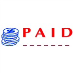 DESKMATE PREINKED MESSAGE STAMP PAID AND DATE BLUERED