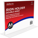 DEFLECTO SIGN HOLDER TSHAPE DOUBLE SIDED LANDSCAPE A4 CLEAR