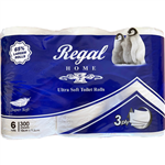 REGAL VIRGIN TOILET ROLL 3PLY 300 SHEET WHITE PACK 6