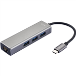 KLIK 3PORT HUB USBC TO USBA 30 AND GIGABIT ETHERNET SILVER