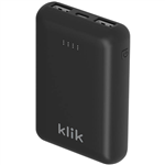 KLIK DUAL PORT POWERBANK CHARGER 10000MAH BLACK