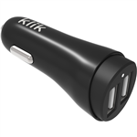 KLIK USB DUAL PORT 17W CAR CHARGER BLACK