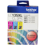 BROTHER LC135XLCL3PK INK CARTRIDGE HIGH YIELD VALUE PACK CYANMAGENTAYELLOW
