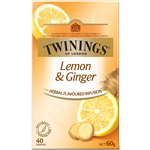 TWININGS HERBAL INFUSIONS LEMON AND GINGER TEA BAGS PACK 40