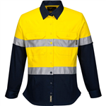 PRIME MOVER ML108 LADIES COTTON DRILL SHIRT 2TONE REFLECTIVE TAPE
