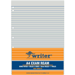 WRITER EXAM PAPER 55GSM 8MM RULED  MARGIN 7 HOLE PUNCH A4 WHITE 500 SHEETS