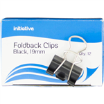INITIATIVE FOLDBACK CLIP 19MM BLACK PACK 12