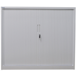 STEELCO TAMBOUR DOOR CABINET 2 SHELVES 1015 X 1200 X 463MM WHITE SATIN