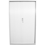 STEELCO TAMBOUR DOOR CABINET 3 SHELVES 1200 X 1200 X 463MM WHITE SATIN