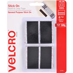 VELCRO BRAND STICKON HOOK AND LOOP RECTANGLES 25 X 50MM BLACK PACK 6