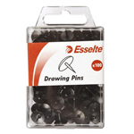ESSELTE DRAWING PINS BLACK PACK 100