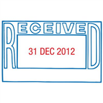 XSTAMPER 66206 MULTI DATER SELFINKING MESSAGE STAMP RECEIVED 54 X 34MM BLUERED