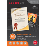 GBC LAMINATING POUCH LUGGAGE TAGLOOP 125 MICRON 65 X 108MM CLEAR PACK 25