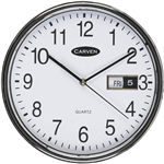 CARVEN WALL CLOCK WITH DATE 285MM SILVER FRAME