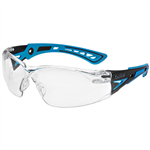 BOLLE SAFETY RUSH PLUS SMALL SAFETY GLASSES BLUE AND BLACK ARMS CLEAR LENS