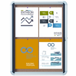 QUARTET ENCLOSED CORK BULLETIN BOARD 533 X 686MM SILVER