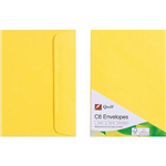 QUILL C6 COLOURED ENVELOPES PLAINFACE STRIP SEAL 80GSM 114 X 162MM LEMON PACK 25