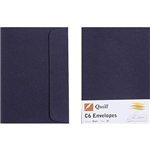 QUILL C6 COLOURED ENVELOPES PLAINFACE STRIP SEAL 80GSM 114 X 162MM BLACK PACK 25