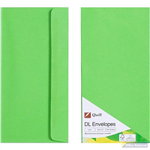 QUILL DL COLOURED ENVELOPES PLAINFACE STRIP SEAL 80GSM 110 X 220MM LIME PACK 25