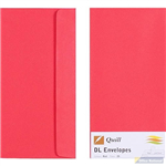 QUILL DL COLOURED ENVELOPES PLAINFACE STRIP SEAL 80GSM 110 X 220MM RED PACK 25