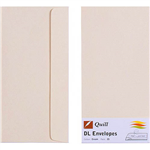 QUILL DL COLOURED ENVELOPES PLAINFACE STRIP SEAL 80GSM 110 X 220MM CREAM PACK 25