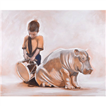 QUIETPRINT ACOUSTIC ART BY ROSS MORGAN LARGE THE DRUMMING BOY AND THE HIPPOPOTAMUS