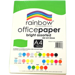 RAINBOW COLOURED A4 COPY PAPER 80GSM 500 SHEETS BRIGHT ASSORTED