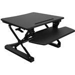 RAPID RISER SMALL DESK BASED ADJUSTABLE WORKSTATION 680 X 590MM BLACK