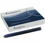 WATERMAN FOUNTAIN PEN INK CARTRIDGE MYSTERIOUS BLUE BLACK PACK 8