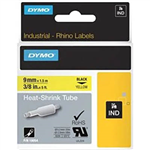 DYMO 18054 RHINO INDUSTRIAL HEAT SHRINK TUBING 9MM BLACK ON YELLOW