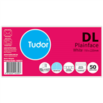 TUDOR DL ENVELOPES SECRETIVE WALLET PLAINFACE STRIP SEAL POST OFFICE SQUARES 80GSM 110 X 220MM WHITE PACK 50