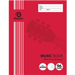 OLYMPIC M2896 MUSIC BOOK FEINT AND STAVED 8MM 96 PAGE 55GSM 225 X 175MM