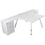 FLEET 2 PERSON BACK TO BACK CORNER WORKSTATION DRAWERS  FILE HANGER 3000 X 1500MM WHITE