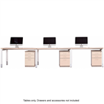 OBLIQUE HEIGHT ADJUSTABLE 3 PERSON STRAIGHT DESK 4500 X 750 X 720MM SNOW MAPLE