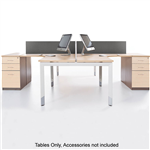 OBLIQUE HEIGHT ADJUSTABLE 4 PERSON CORNER WORKSTATION FIXED PEDESTAL 30003000 X 600500 X 720MM SNOW MAPLE