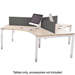 OBLIQUE HEIGHT ADJUSTABLE 3 PERSON WORKSTATION POD 1200 X 1200 X 600 X 600 X 720MM SNOW MAPLE