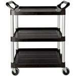 RUBBERMAID UTILTY CART TROLLEY 3 SHELF BLACK