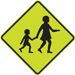 BRADY CHILDREN CROSSING SYMBOL C1 REFLECTIVE ALUMINIUM 600 X 600MM FLUORO YELLOWBLACK