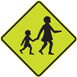 BRADY CHILDREN CROSSING SYMBOL C1 REFLECTIVE ALUMINIUM 750 X 750MM FLUORO YELLOWBLACK