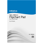 INITIATIVE FLIPCHART PAD 70GSM 40 SHEETS 590 X 890MM WHITE PACK 2