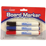 VISIONCHART WHITEBOARD MARKER BULLET ASSORTED PACK 3