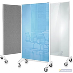 VISIONCHART COMMUNICATE ROOM DIVIDER GLASSBOARD WITH PINNABLE FABRIC 1800 X 900MM BLUEGREY