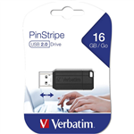 VERBATIM STORENGO PINSTRIPE USB FLASH DRIVE 20 16GB BLACK
