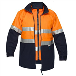 PRIME MOVER MJ777 HIVIS JACKET 2TONE 4IN1 WITH VEST REFLECTIVE TAPE ZIP ORANGE NAVY EXTRA LARGE