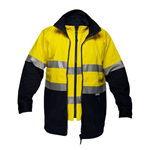 PRIME MOVER MJ777 HIVIS JACKET 2TONE 4IN1 WITH VEST REFLECTIVE TAPE ZIP YELLOW NAVY LARGE