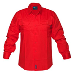 PRIME MOVER MV278 HIVIS LIGHTWEIGHT COTTON DRILL SHIRT LONG SLEEVE RED